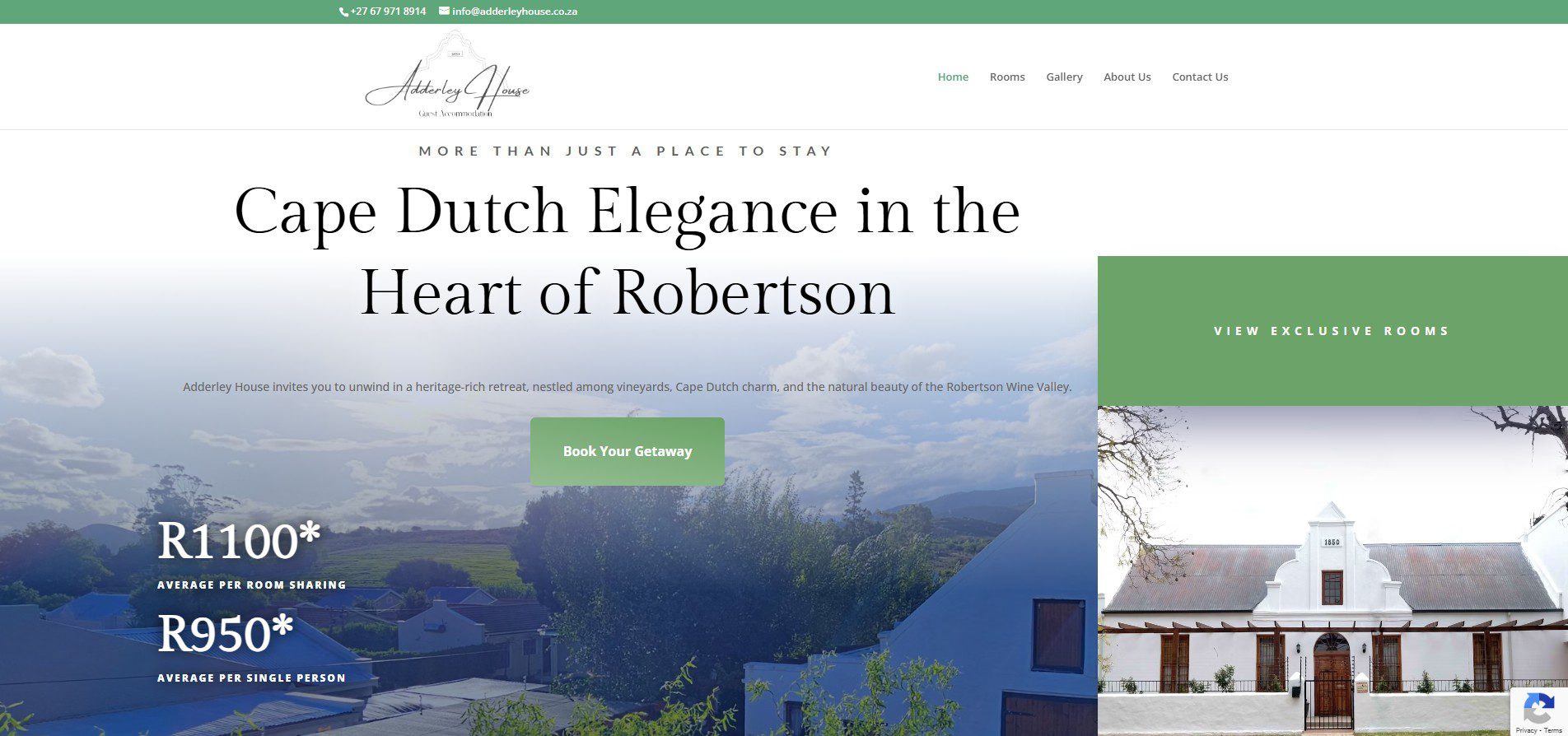 Adderley House invites you to unwind in a heritage rich retreat nestled among vineyards Cape Dutch charm and the natural beauty of the Robertson Wine Valley