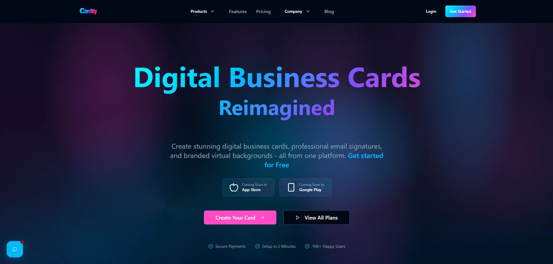 Cardtly digital business cards website design by Yireh Business Solutions