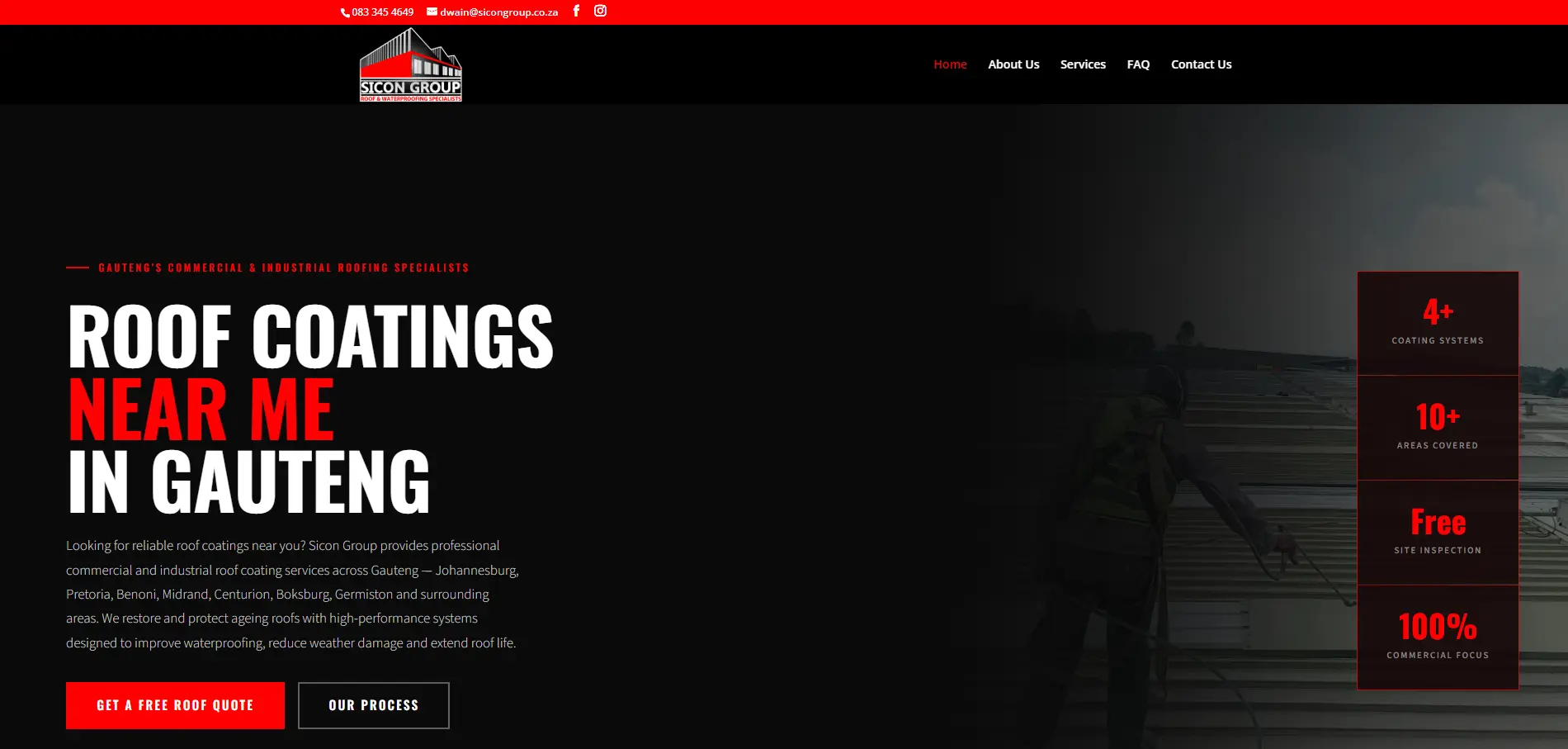 Roof Coatings Near Me website design by Yireh Business Solutions