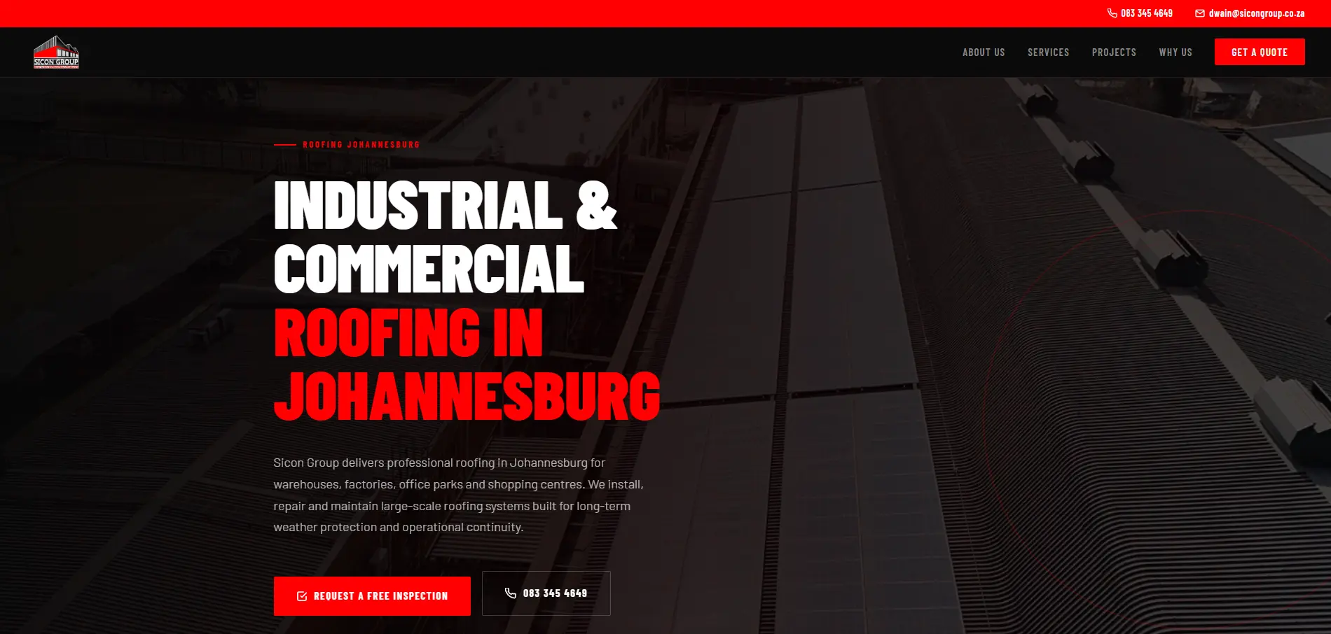 Roofing Johannesburg website design by Yireh Business Solutions