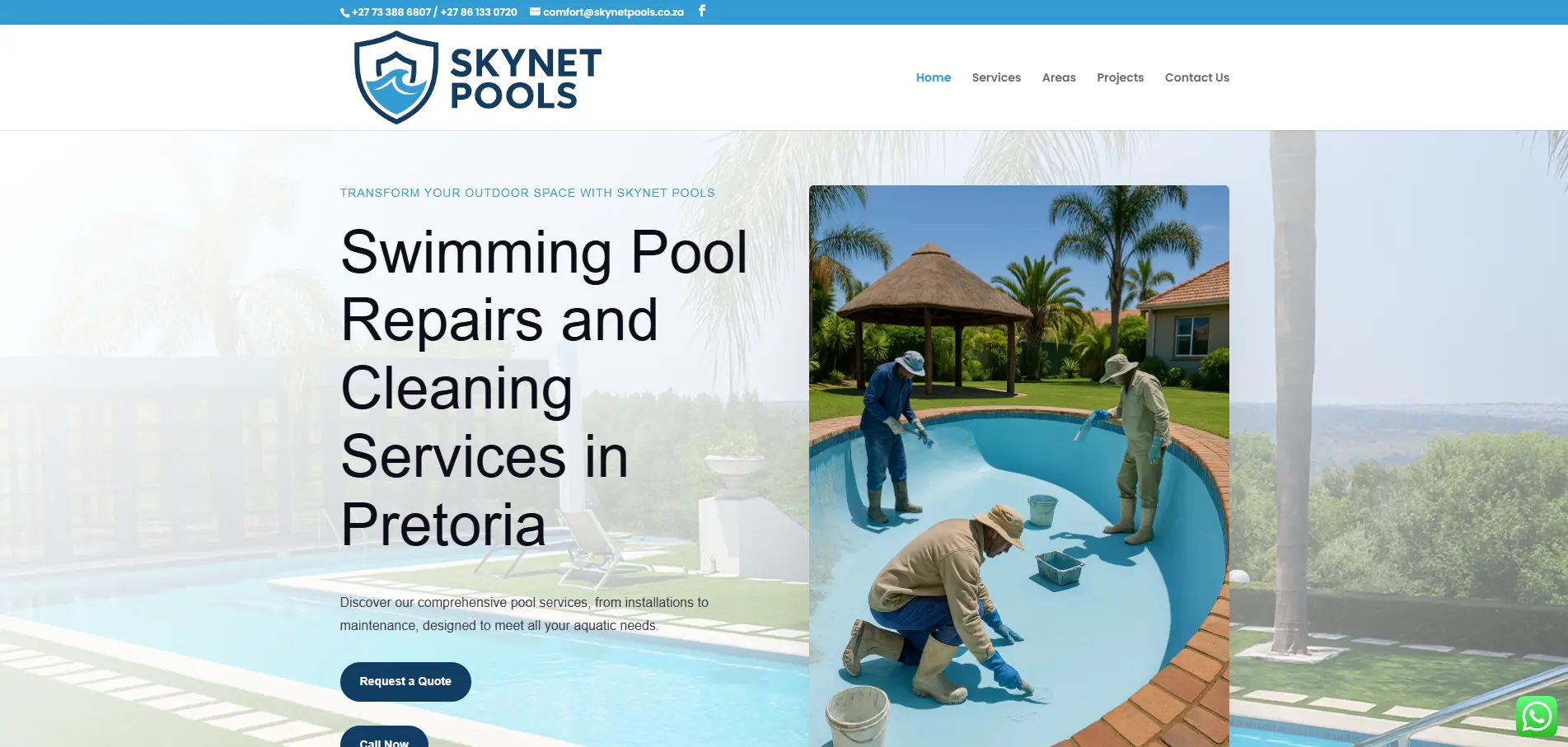 Skynet Pools web design by Yireh